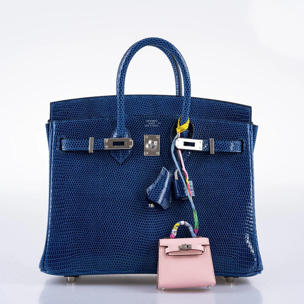 HERMÈS BIRKIN 25 BLUE SAPPHIRE NILOTICUS LIZARD PALLADIUM HARDWARE