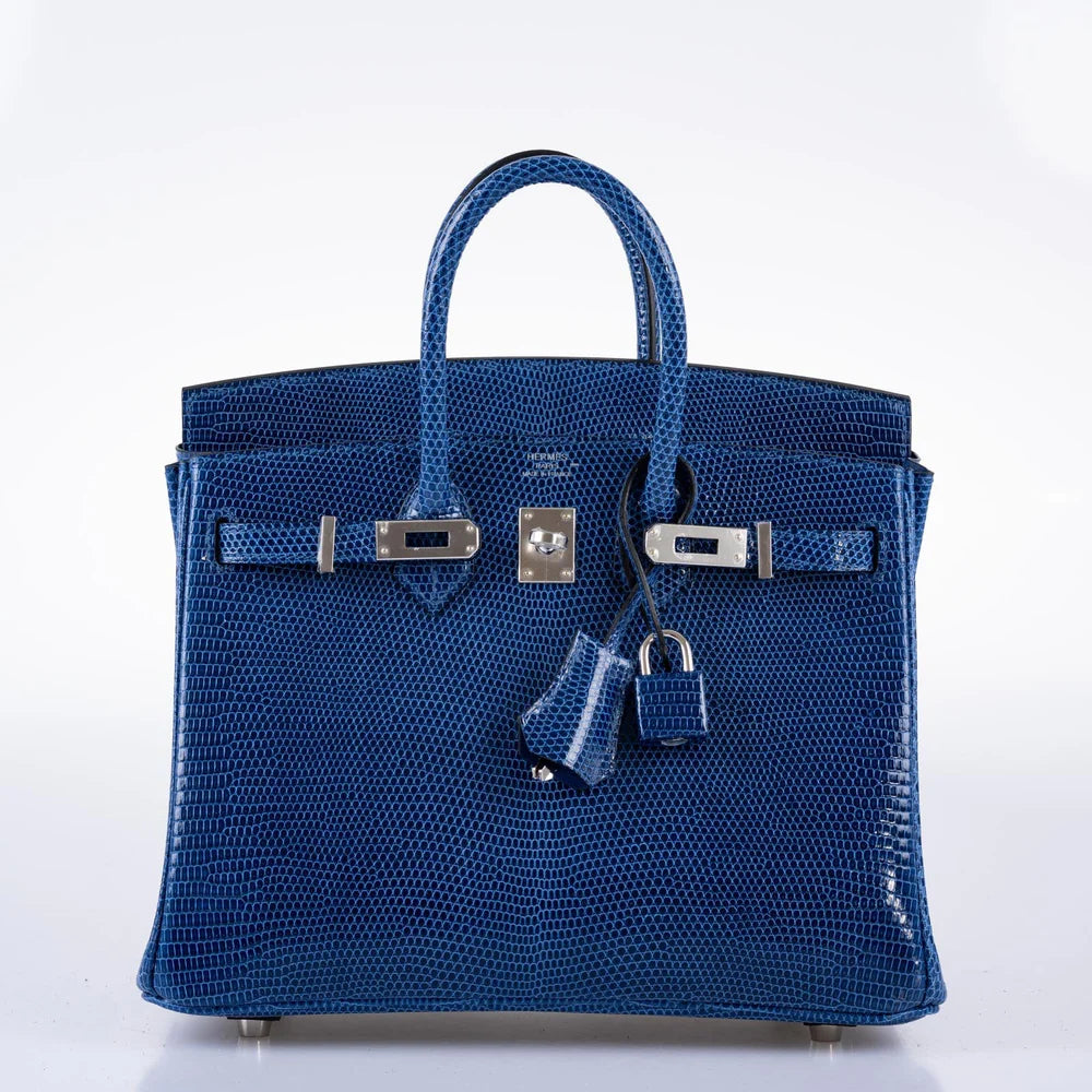 HERMÈS BIRKIN 25 BLUE SAPPHIRE NILOTICUS LIZARD PALLADIUM HARDWARE