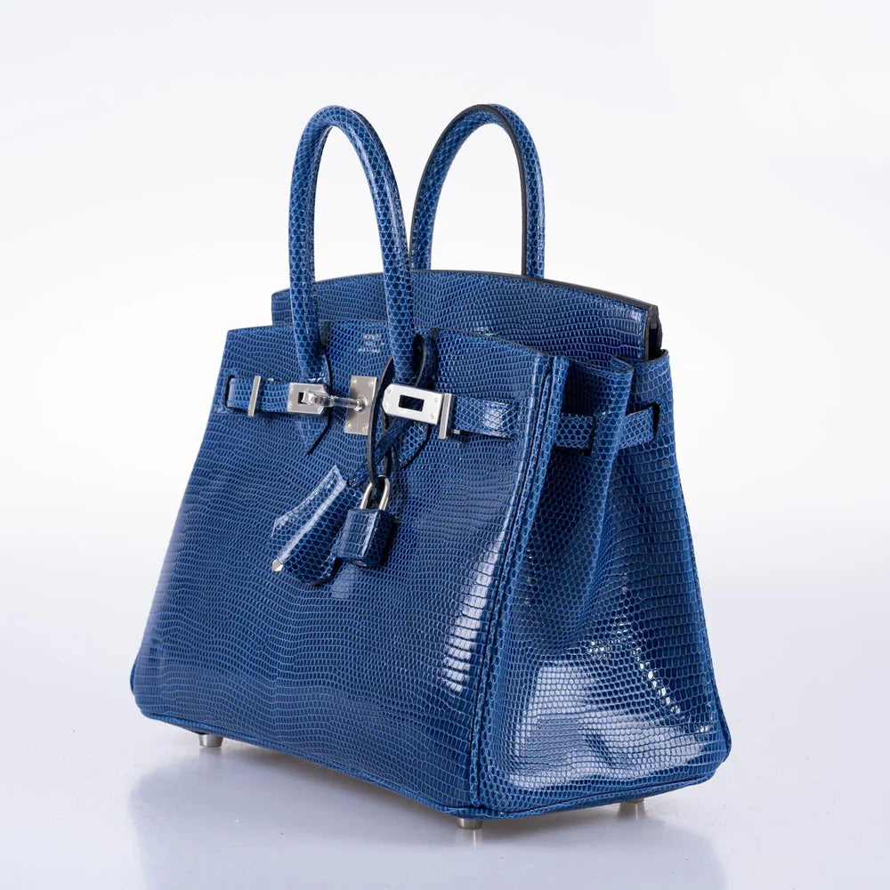 HERMÈS BIRKIN 25 BLUE SAPPHIRE NILOTICUS LIZARD PALLADIUM HARDWARE