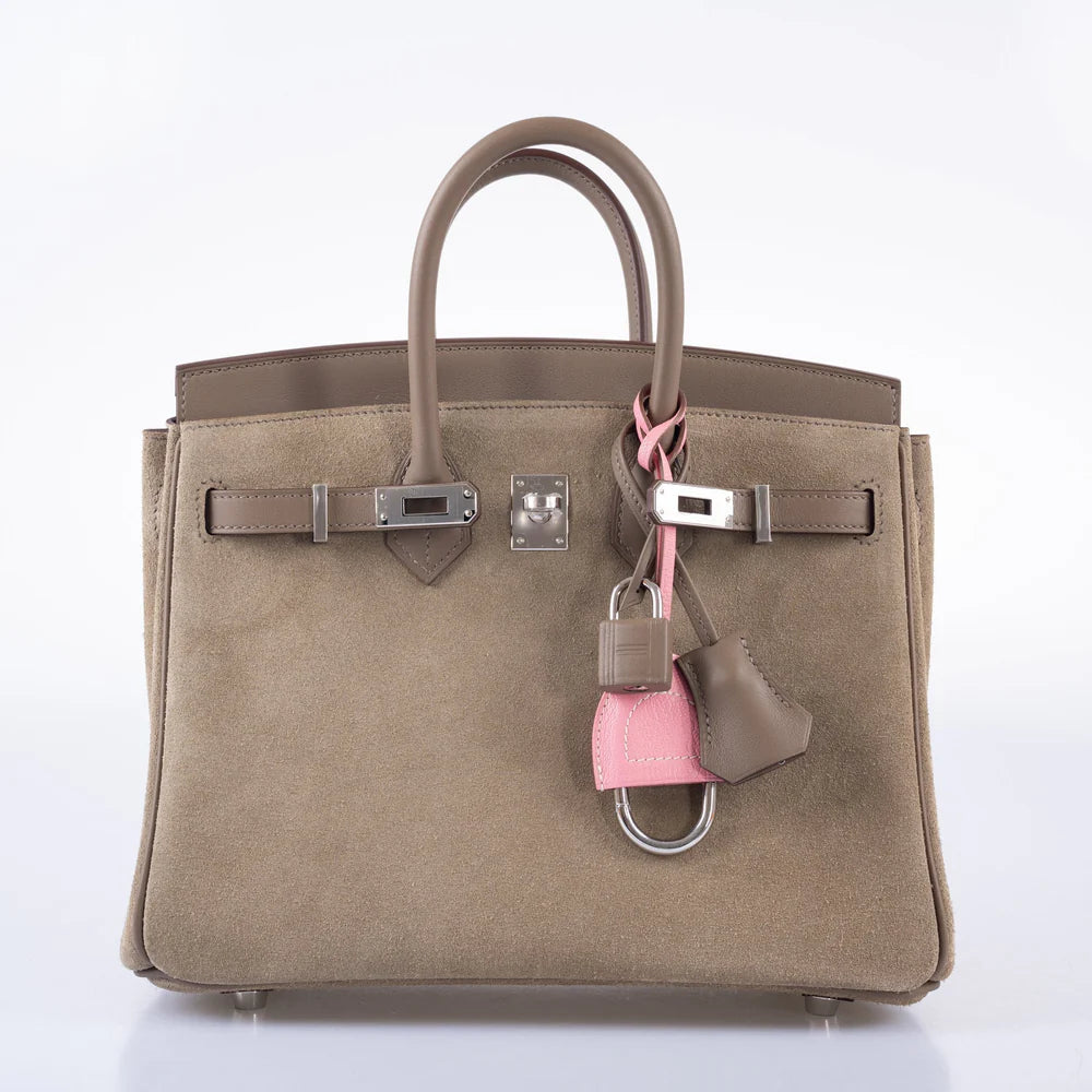 HERMÈS BIRKIN 25 GRIS CAILLOU & ETOUPE GRIZZLY AND SWIFT PALLADIUM HARDWARE