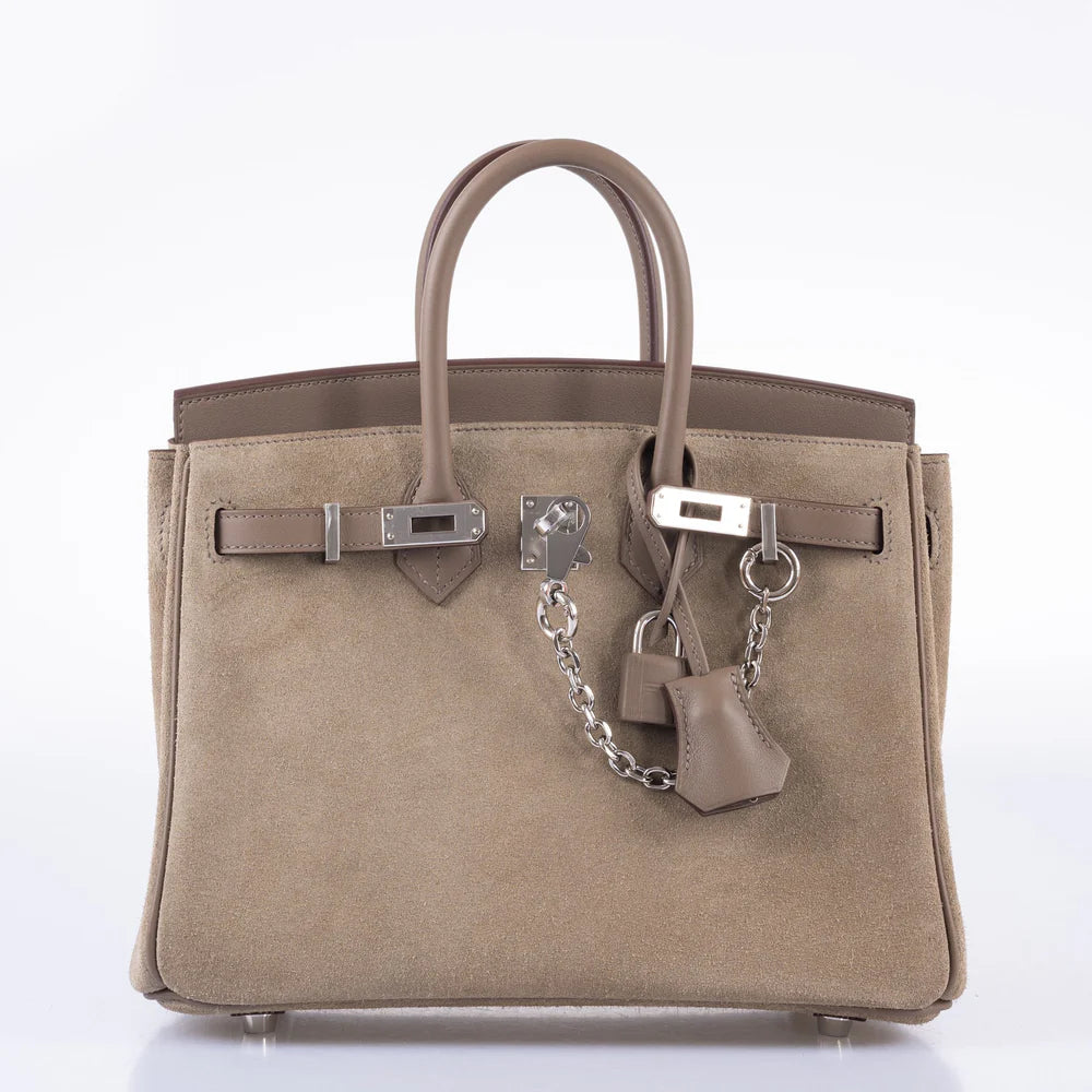 HERMÈS BIRKIN 25 GRIS CAILLOU & ETOUPE GRIZZLY AND SWIFT PALLADIUM HARDWARE