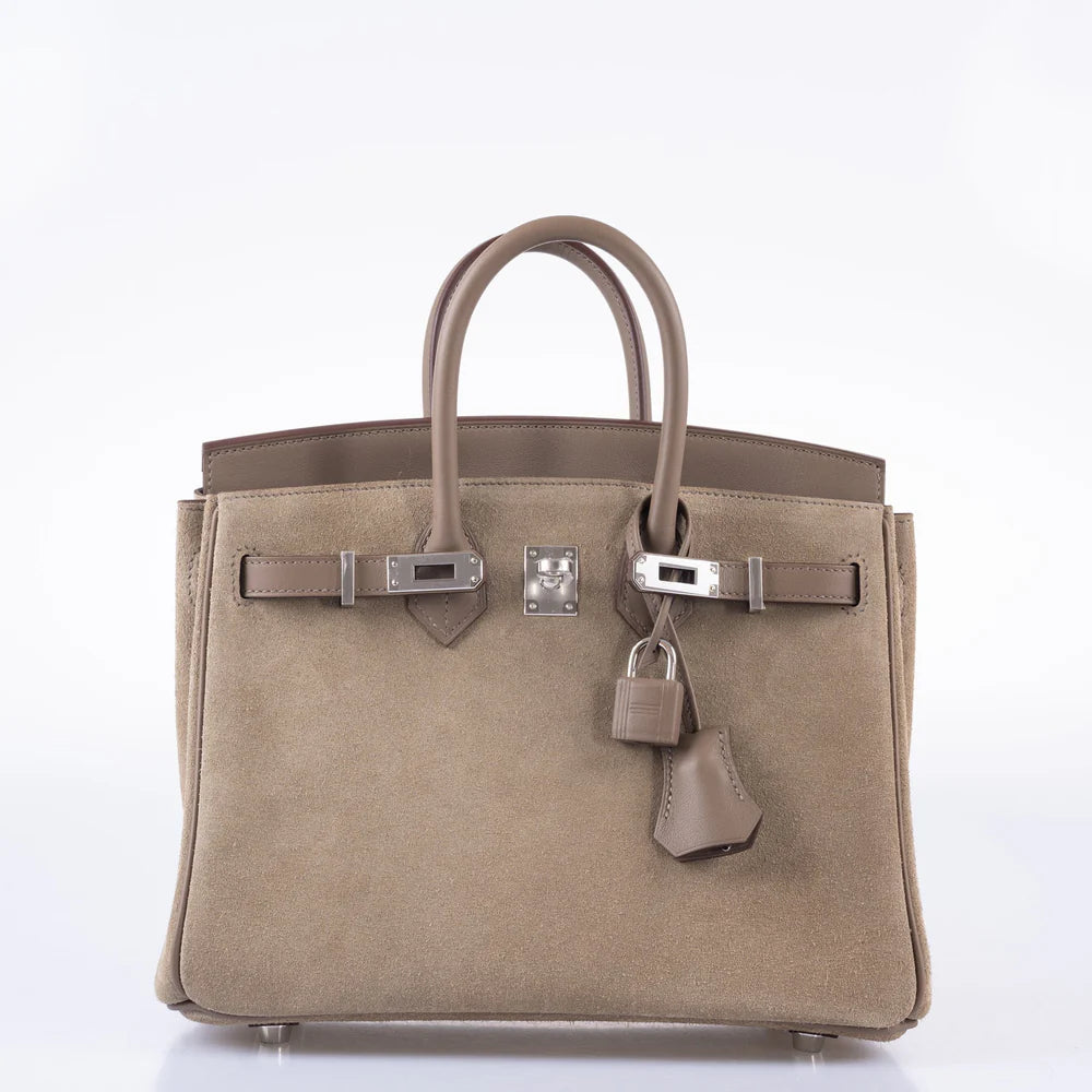 HERMÈS BIRKIN 25 GRIS CAILLOU & ETOUPE GRIZZLY AND SWIFT PALLADIUM HARDWARE