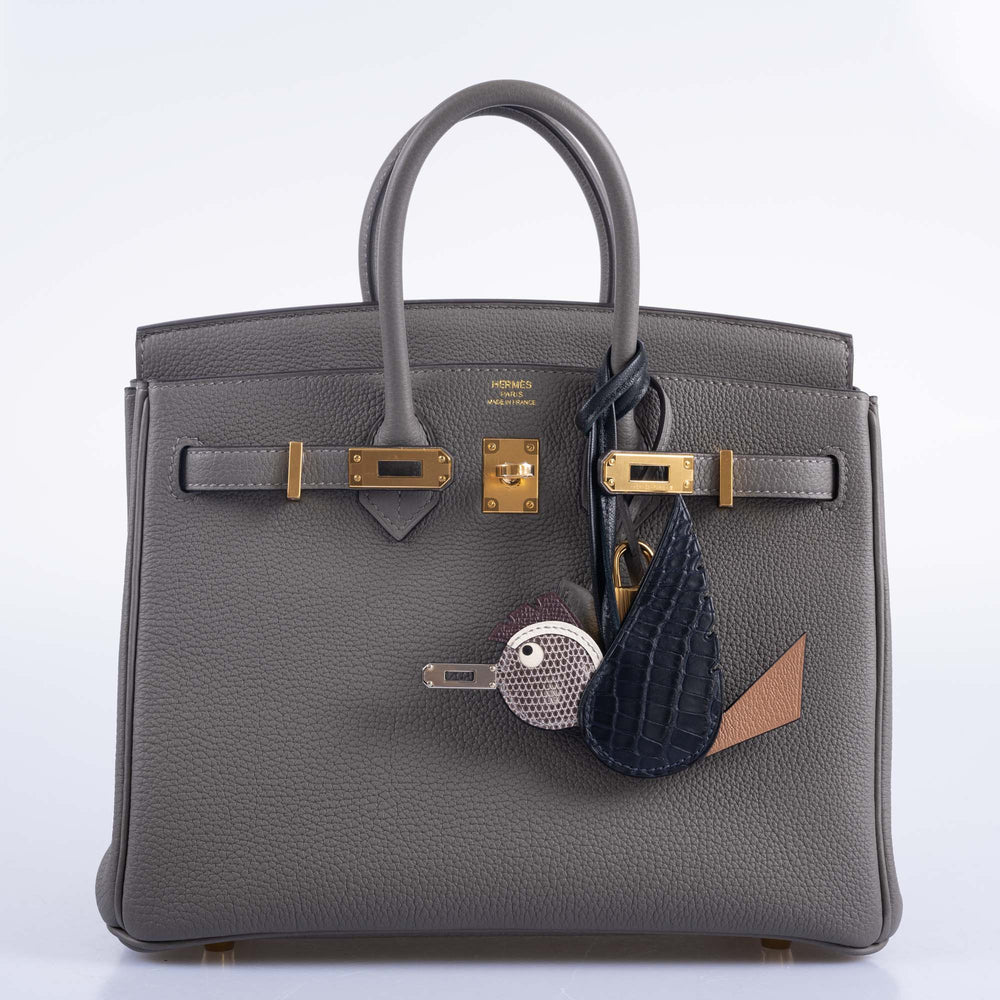 HERMES BIRKIN 25 GRIS MEYER TOGO GOLD HARDWARE