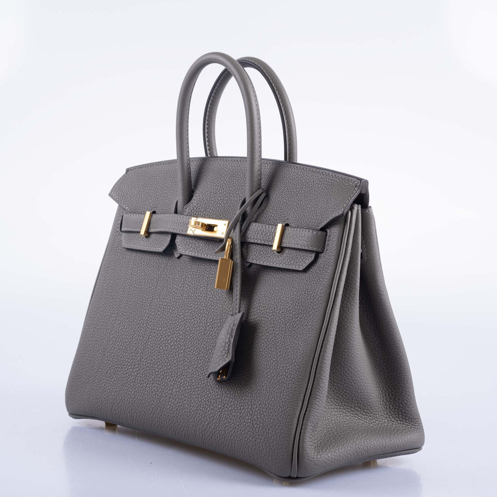 HERMES BIRKIN 25 GRIS MEYER TOGO GOLD HARDWARE