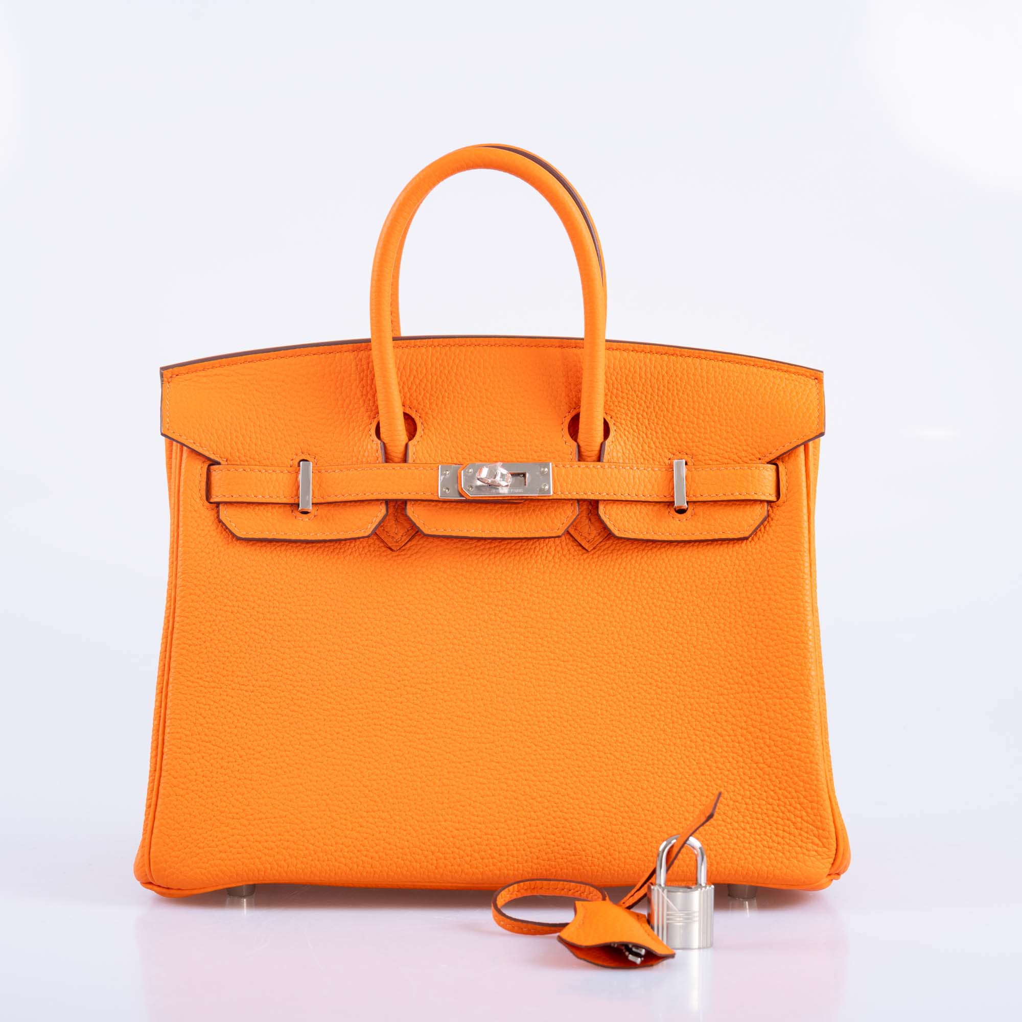 HERMÈS BIRKIN 25 ORANGE MINIUM TOGO PALLADIUM HARDWARE