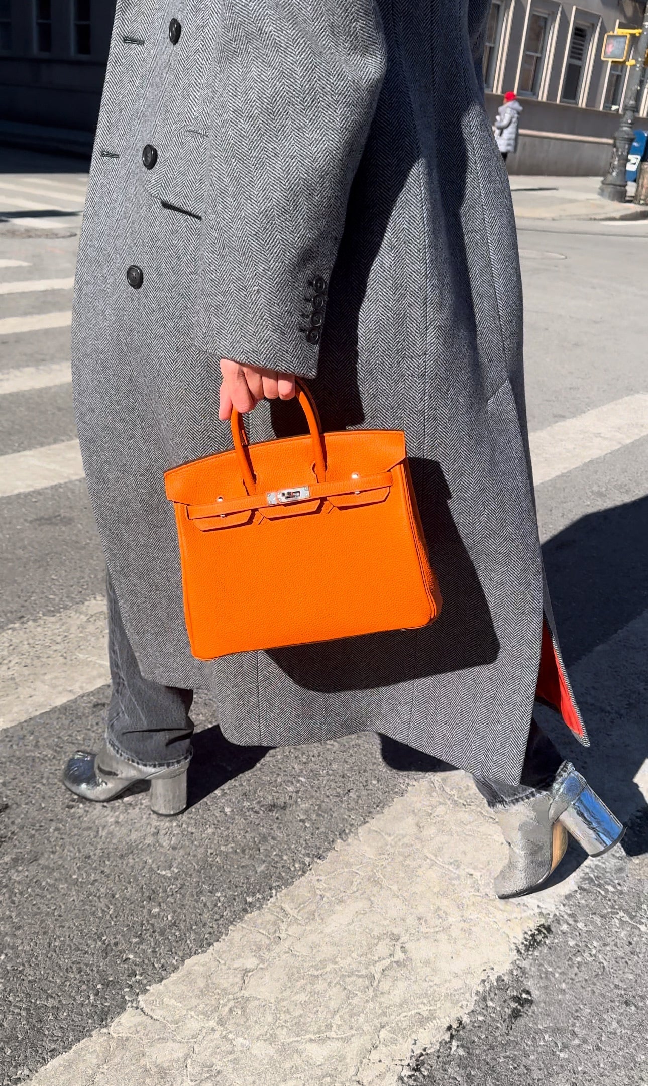 HERMÈS BIRKIN 25 ORANGE MINIUM TOGO PALLADIUM HARDWARE