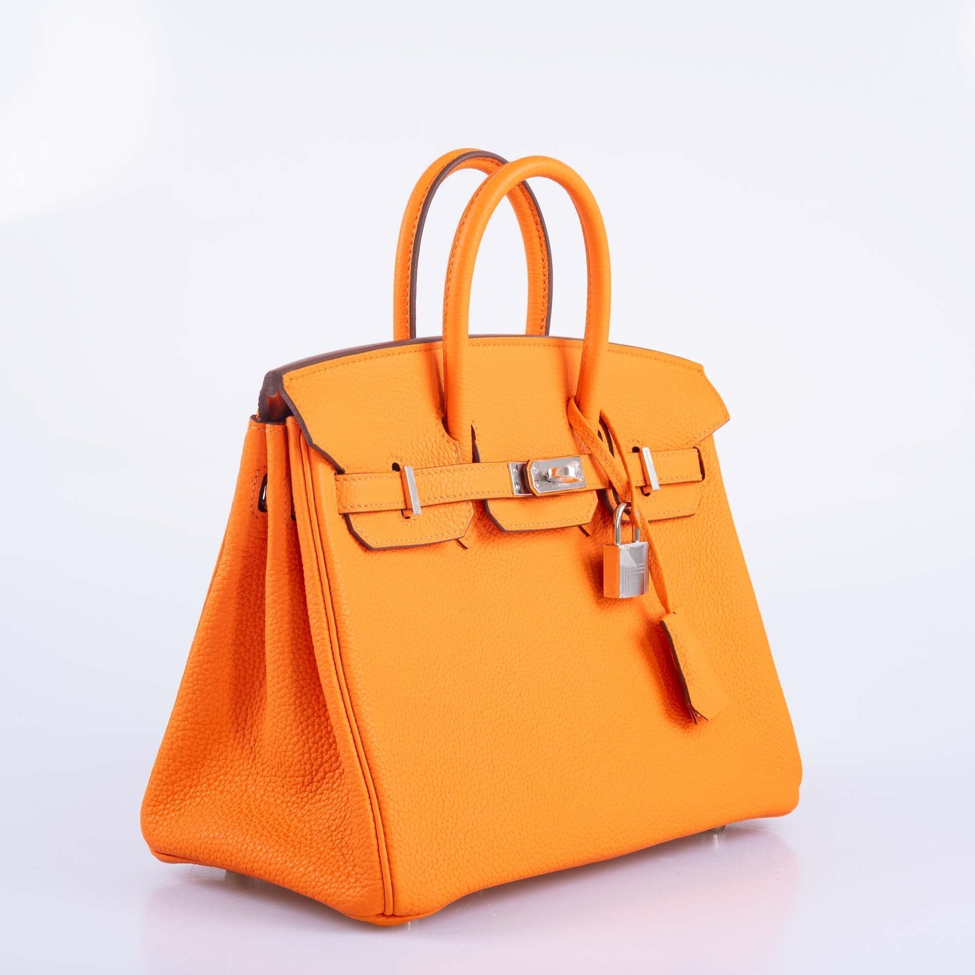 HERMÈS BIRKIN 25 ORANGE MINIUM TOGO PALLADIUM HARDWARE