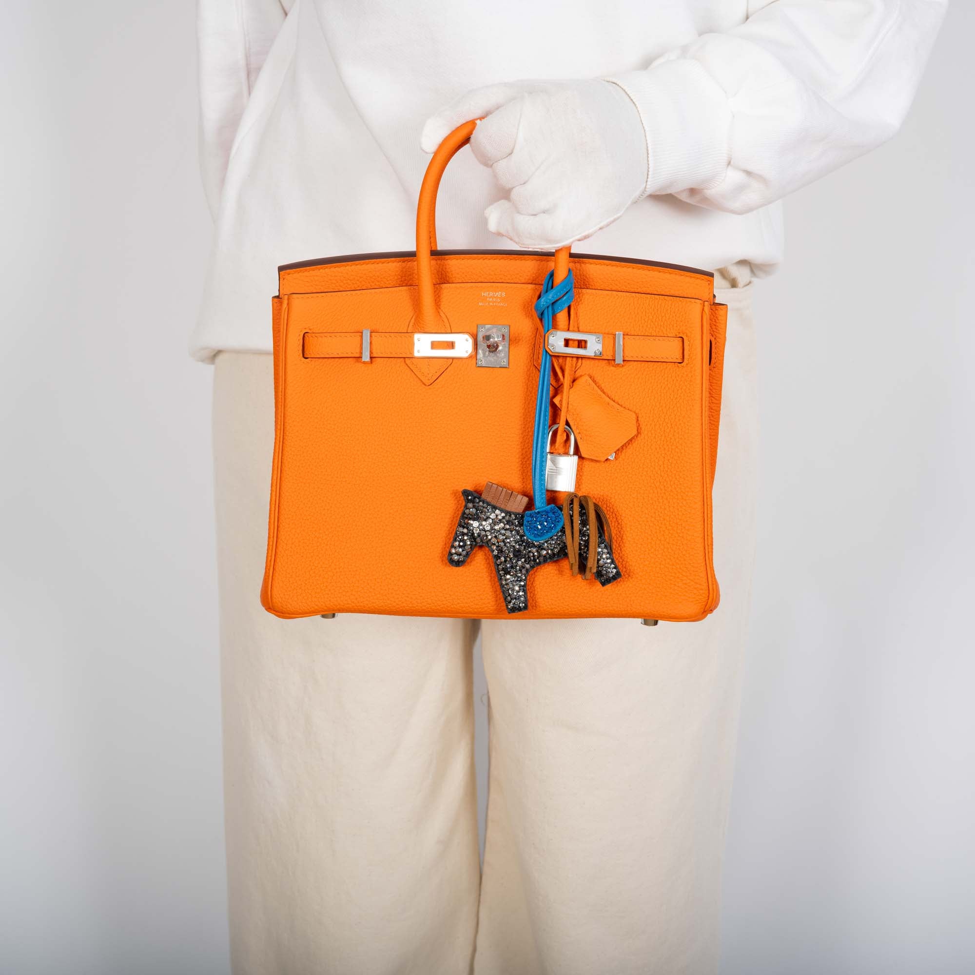 HERMÈS BIRKIN 25 ORANGE MINIUM TOGO PALLADIUM HARDWARE