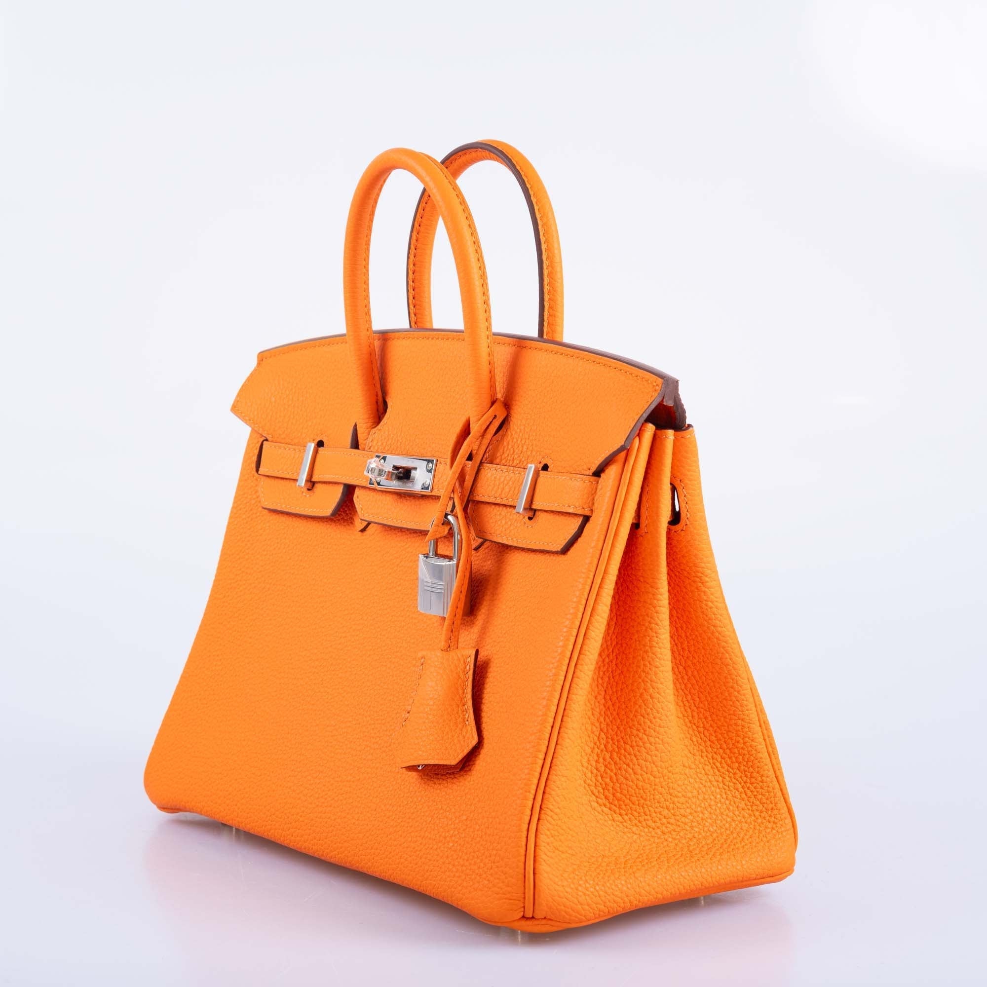 HERMÈS BIRKIN 25 ORANGE MINIUM TOGO PALLADIUM HARDWARE