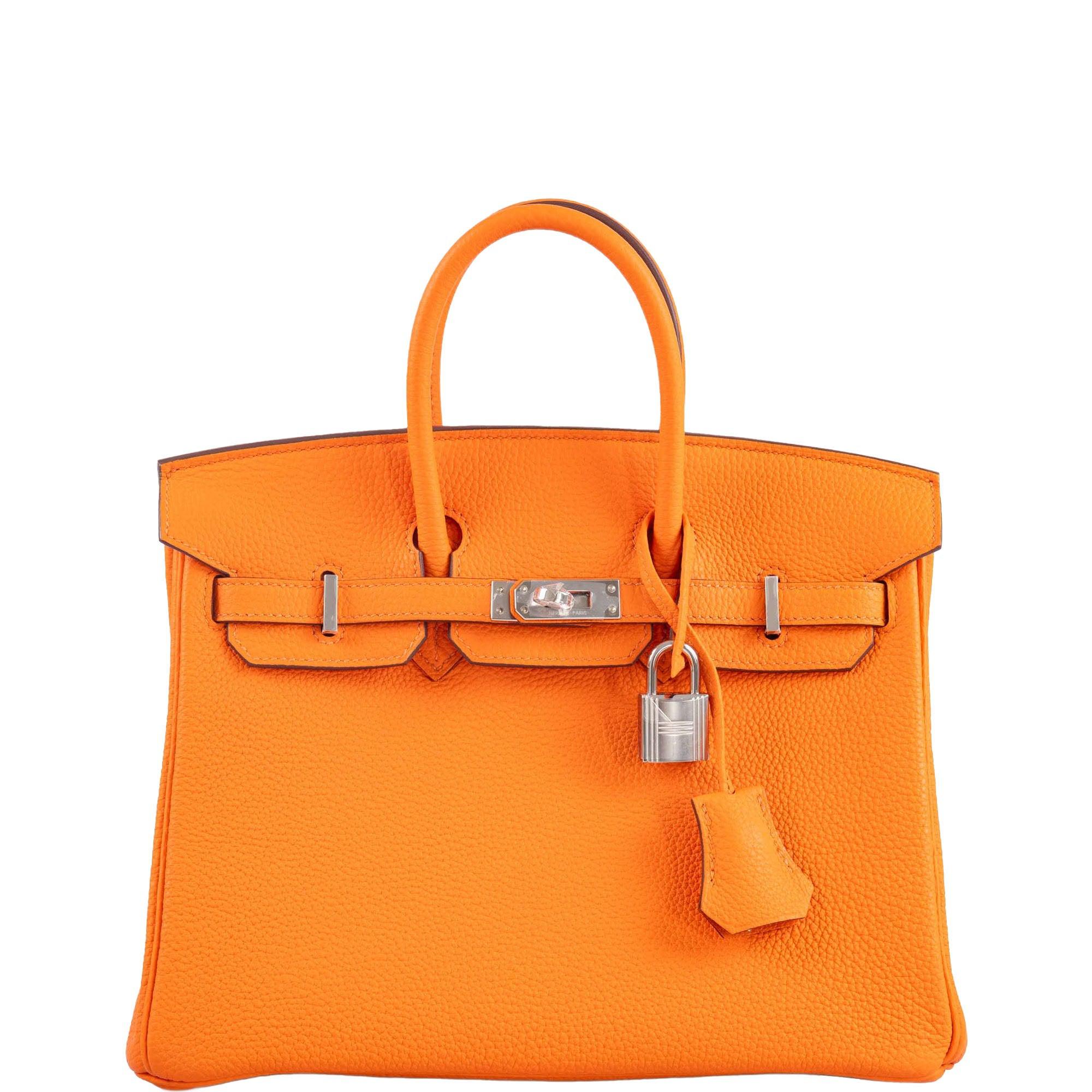 HERMÈS BIRKIN 25 ORANGE MINIUM TOGO PALLADIUM HARDWARE