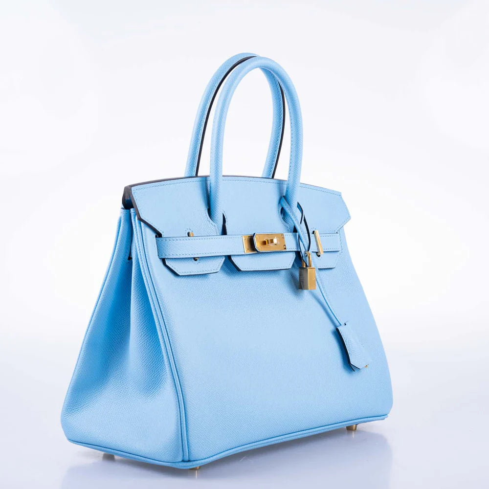 HERMÈS BIRKIN 30 BLUE CELESTE EPSOM GOLD HARDWARE