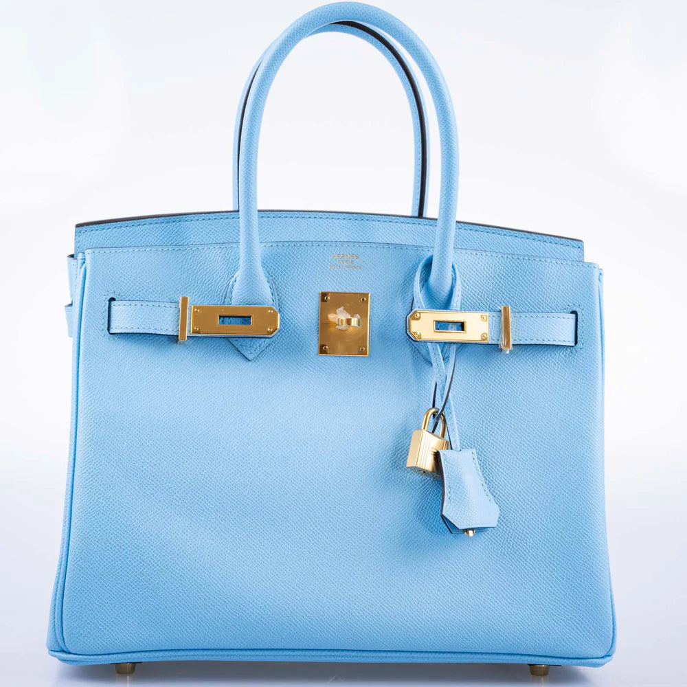 HERMÈS BIRKIN 30 BLUE CELESTE EPSOM GOLD HARDWARE