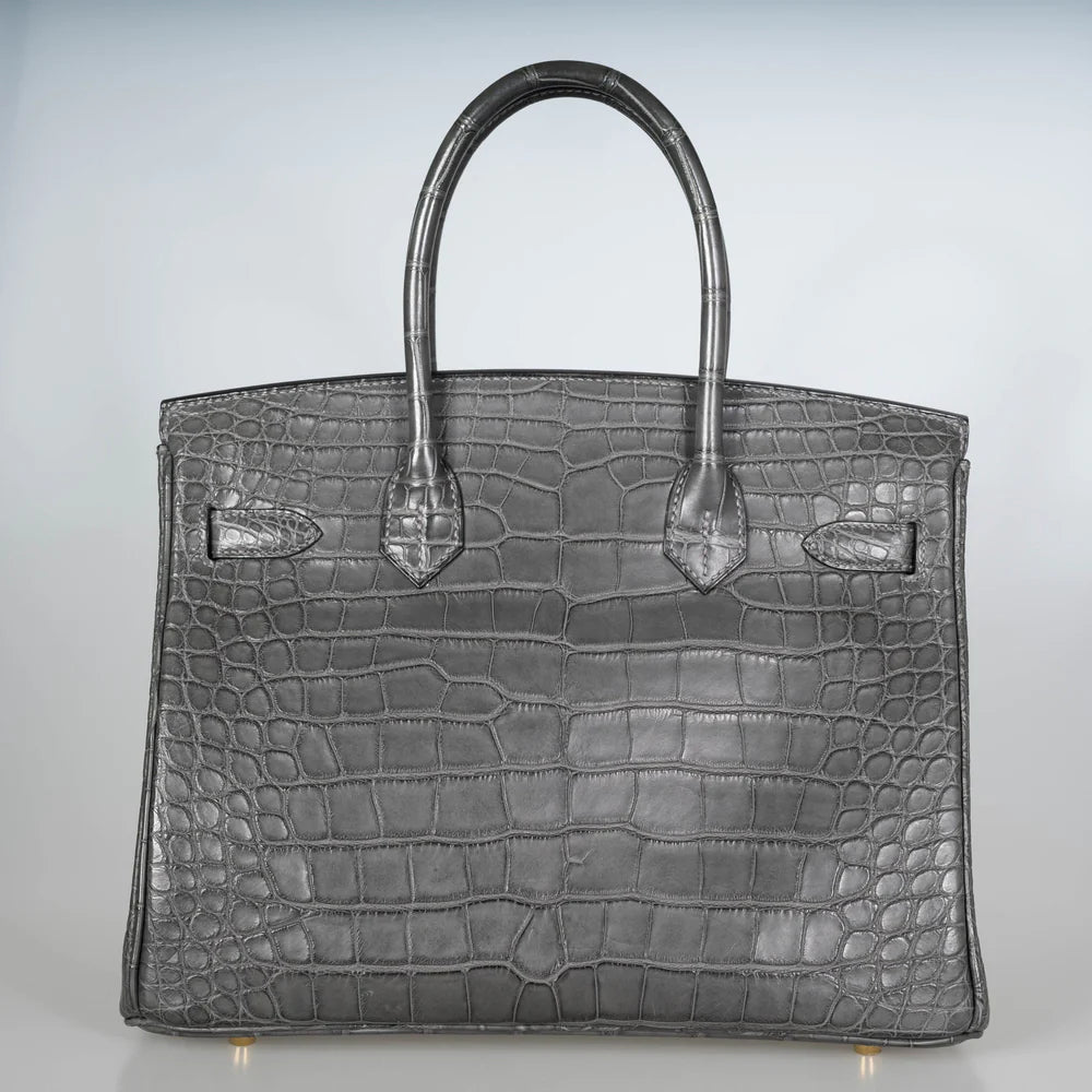 HERMÈS BIRKIN 30 GRAPHITE MATTE ALLIGATOR GOLD HARDWARE