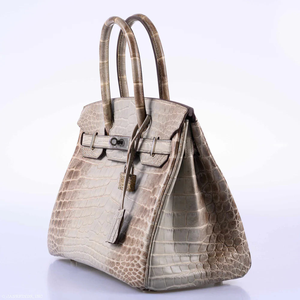 HERMÈS BIRKIN 30 GRIS CENDRE HIMALAYA NILOTICUS CROCODILE PALLADIUM HARDWARE