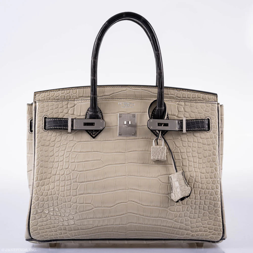 HERMÈS BIRKIN 30 HSS BETON & GRAPHITE MATTE ALLIGATOR BRUSHED PALLADIUM HARDWARE