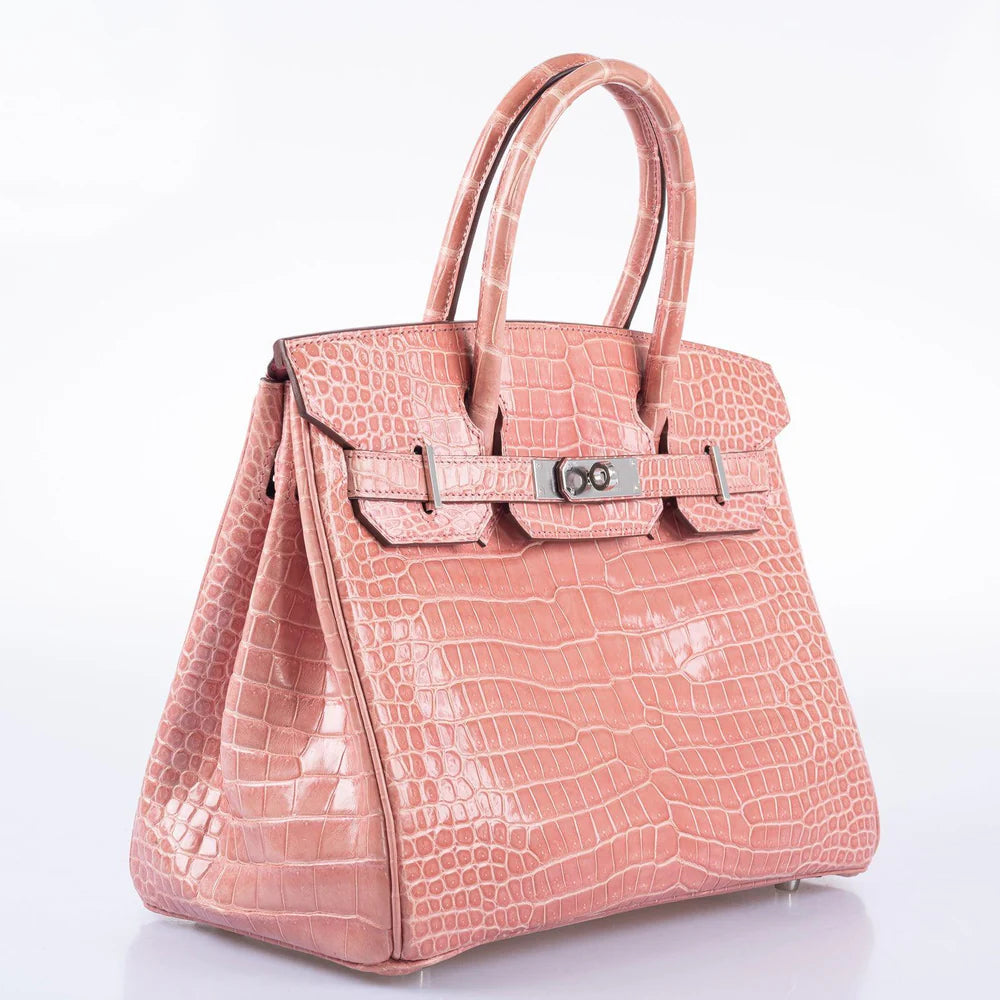 HERMÈS BIRKIN 30 ROSE INDIENNES SHINY POROSUS CROCODILE PALLADIUM HARDWARE