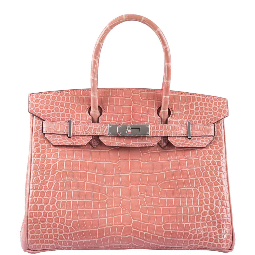 HERMÈS BIRKIN 30 ROSE INDIENNES SHINY POROSUS CROCODILE PALLADIUM HARDWARE