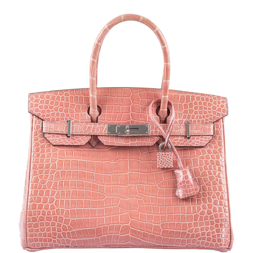 HERMÈS BIRKIN 30 ROSE INDIENNES SHINY POROSUS CROCODILE PALLADIUM HARDWARE