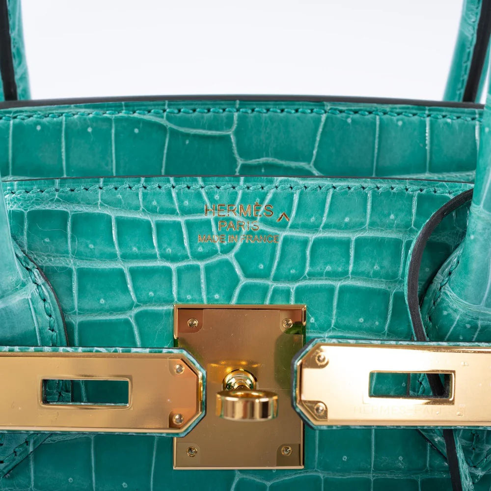 HERMÈS BIRKIN 30 VERT JADE SHINY POROSUS CROCODILE GOLD HARDWARE