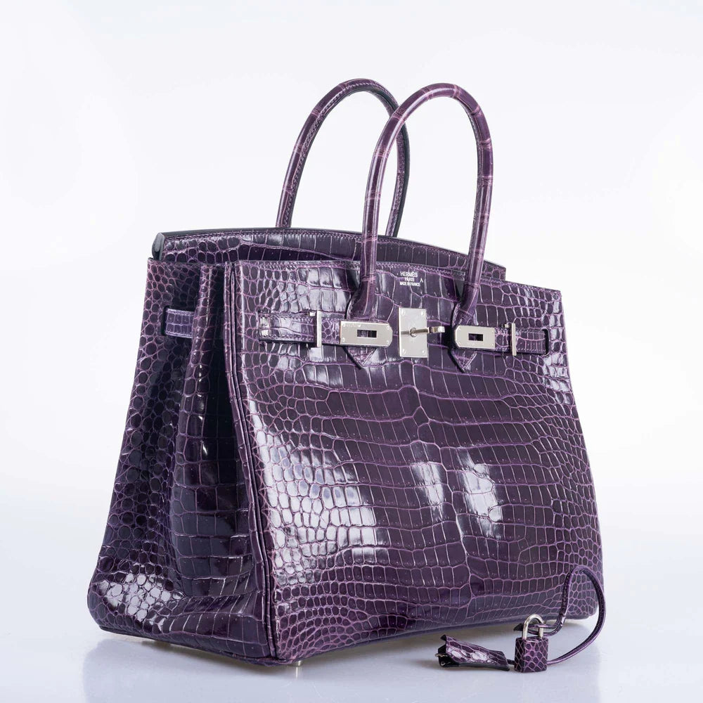 HERMÈS BIRKIN 35 AMETHYST POROSUS CROCODILE WITH PALLADIUM HARDWARE