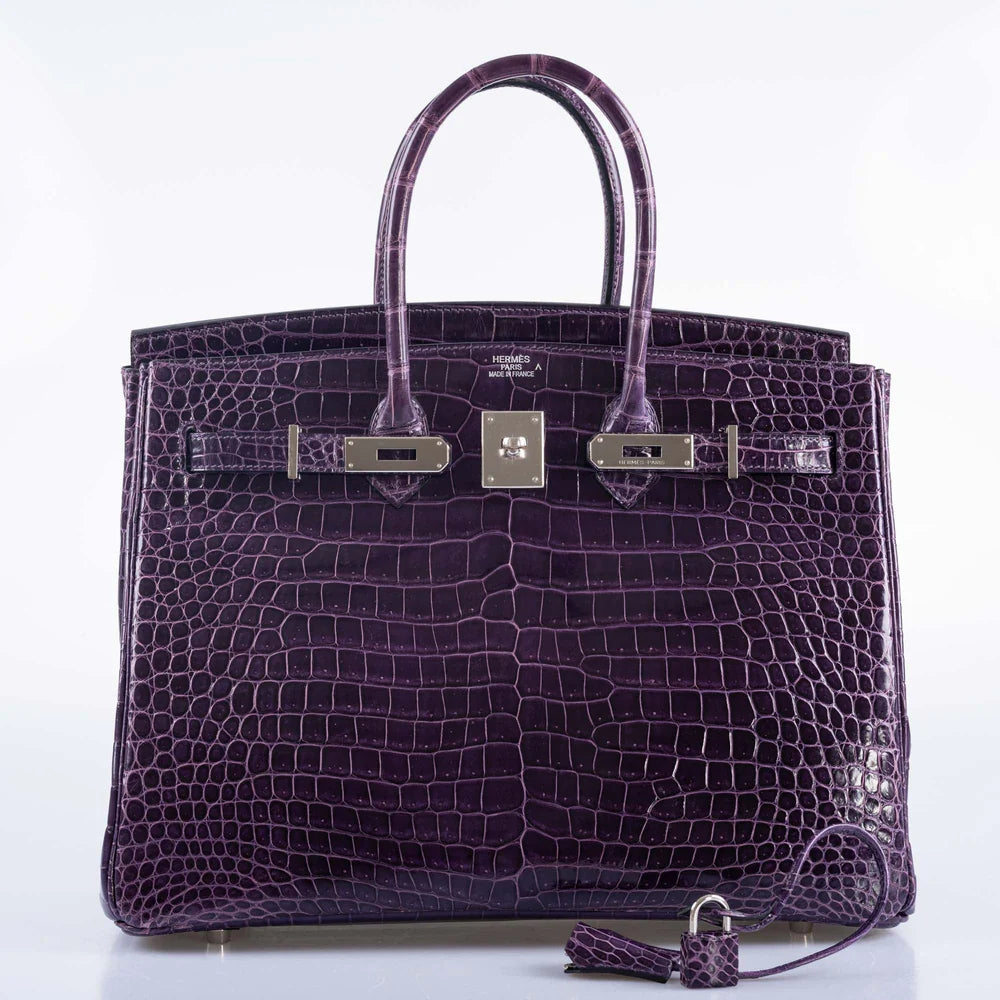 HERMÈS BIRKIN 35 AMETHYST POROSUS CROCODILE WITH PALLADIUM HARDWARE