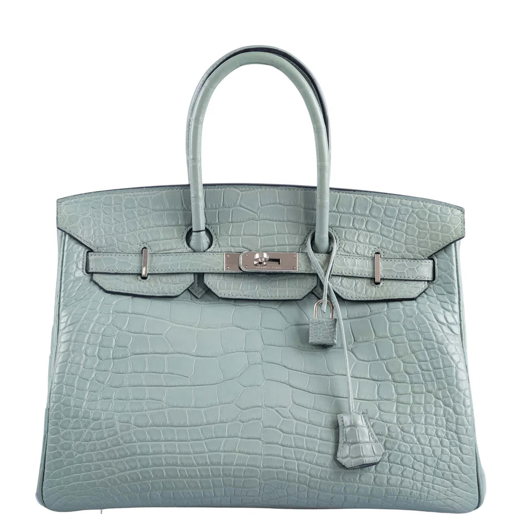 HERMÈS BIRKIN 35 CIEL MATTE ALLIGATOR PALLADIUM HARDWARE