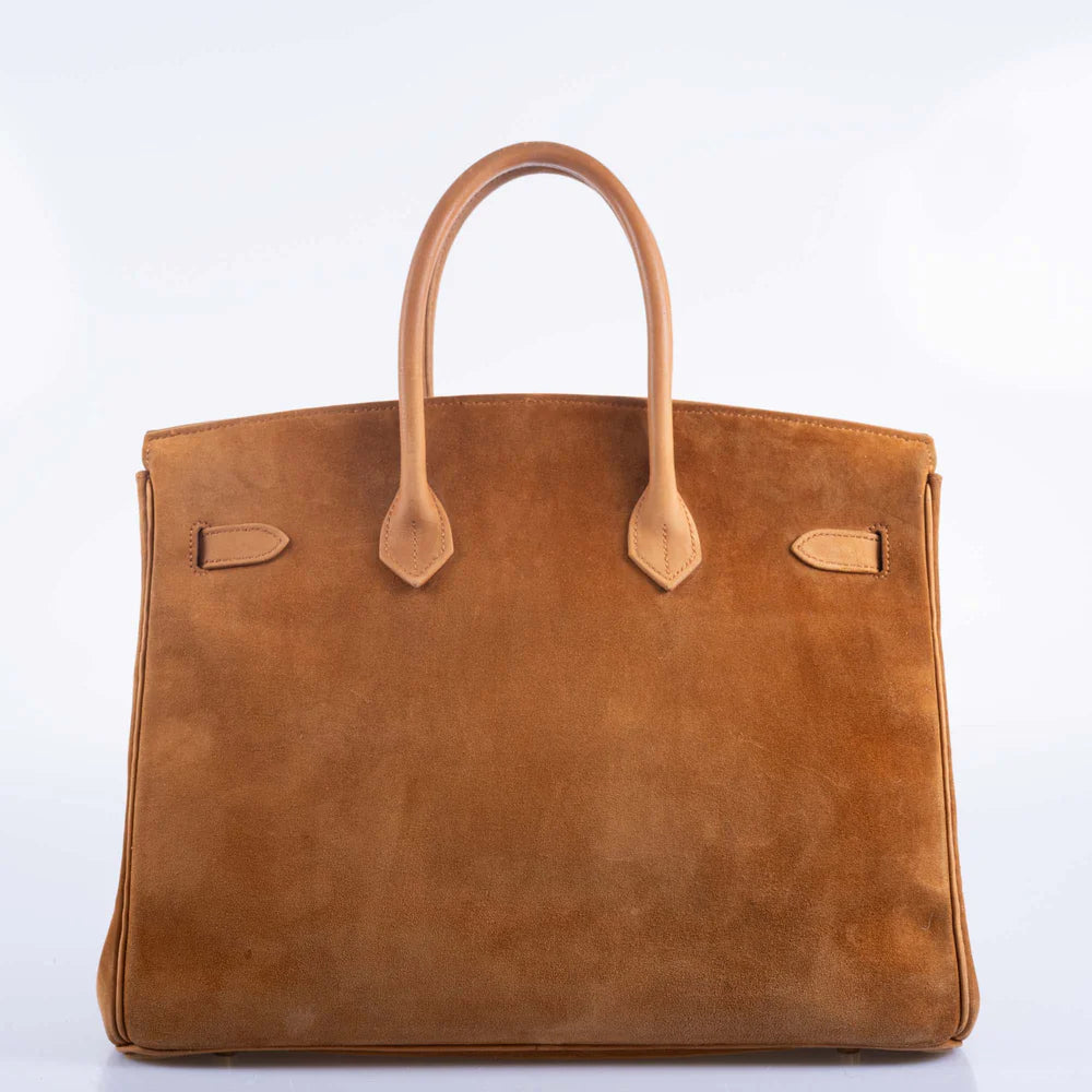 HERMÈS BIRKIN 35 FAUVE DOBLIS SUEDE & NUBUCK WITH GOLD HARDWARE