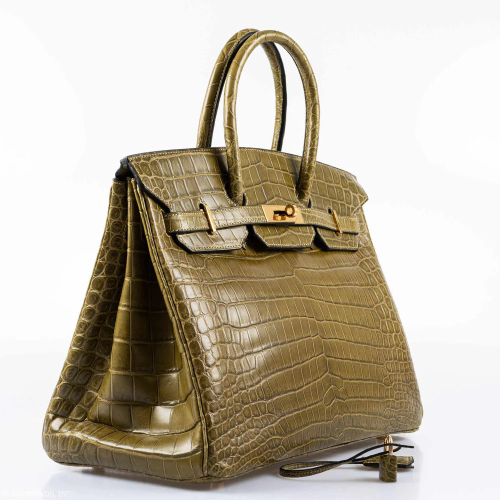 HERMÈS BIRKIN 35 MATTE VERT VERONESE POROSUS CROCODILE GOLD HARDWARE