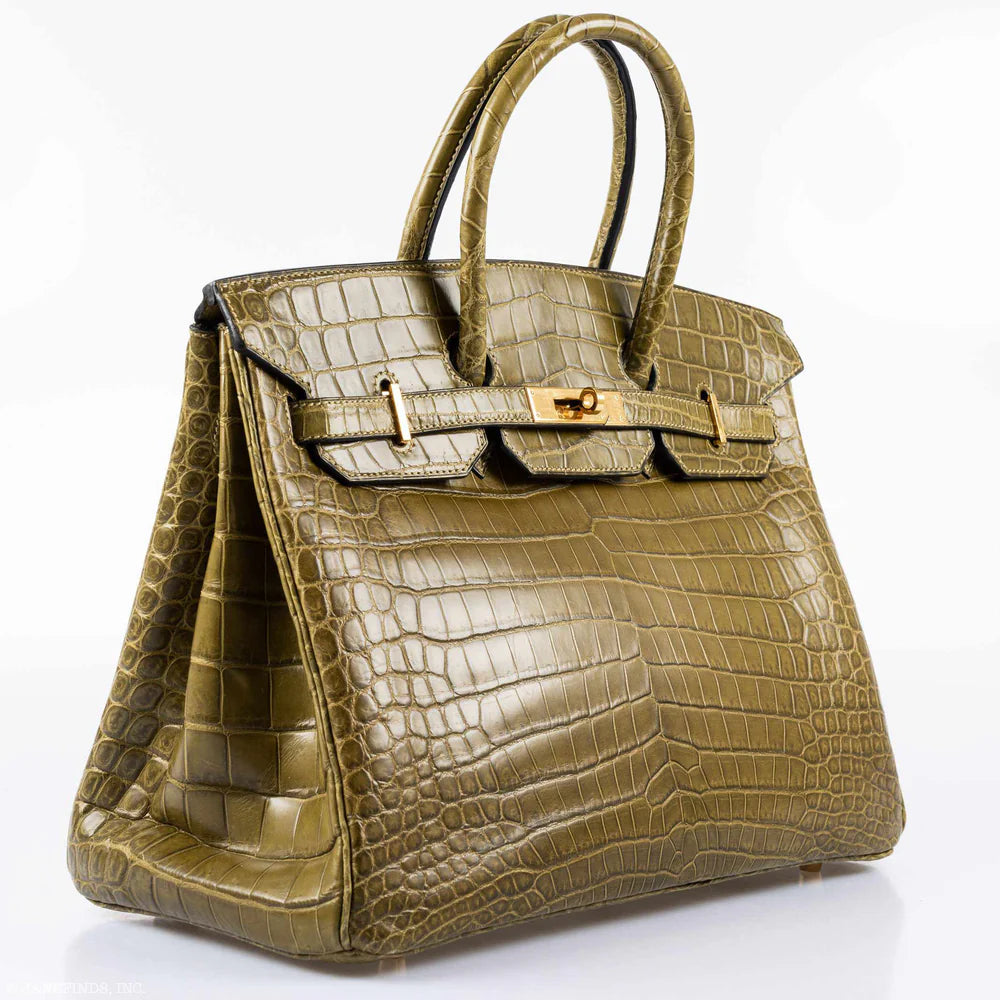 HERMÈS BIRKIN 35 MATTE VERT VERONESE POROSUS CROCODILE GOLD HARDWARE