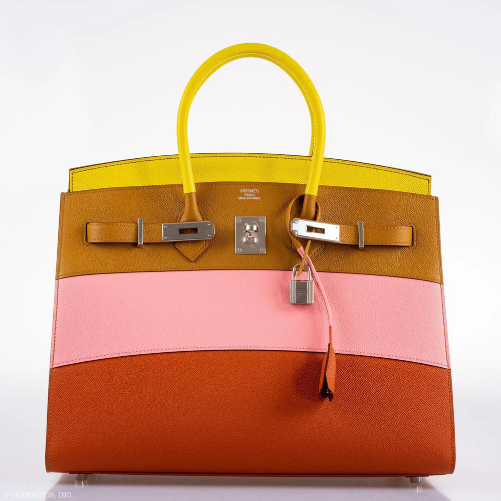 HERMÈS BIRKIN 35 SELLIER "SUNRISE" RAINBOW EPSOM PALLADIUM HARDWARE