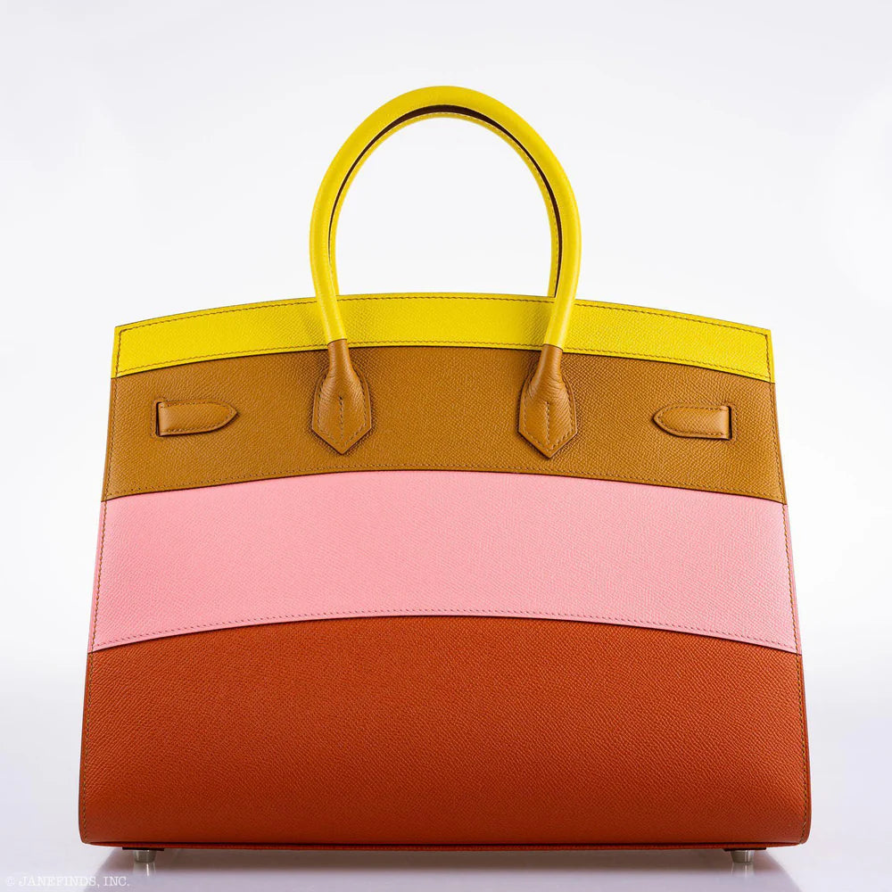 HERMÈS BIRKIN 35 SELLIER "SUNRISE" RAINBOW EPSOM PALLADIUM HARDWARE