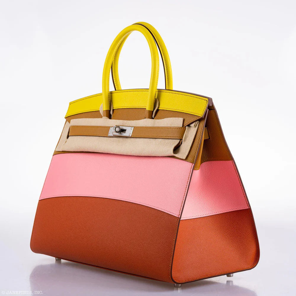 HERMÈS BIRKIN 35 SELLIER "SUNRISE" RAINBOW EPSOM PALLADIUM HARDWARE