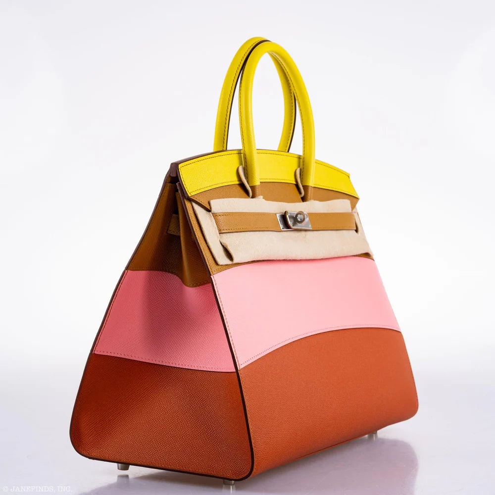 HERMÈS BIRKIN 35 SELLIER "SUNRISE" RAINBOW EPSOM PALLADIUM HARDWARE