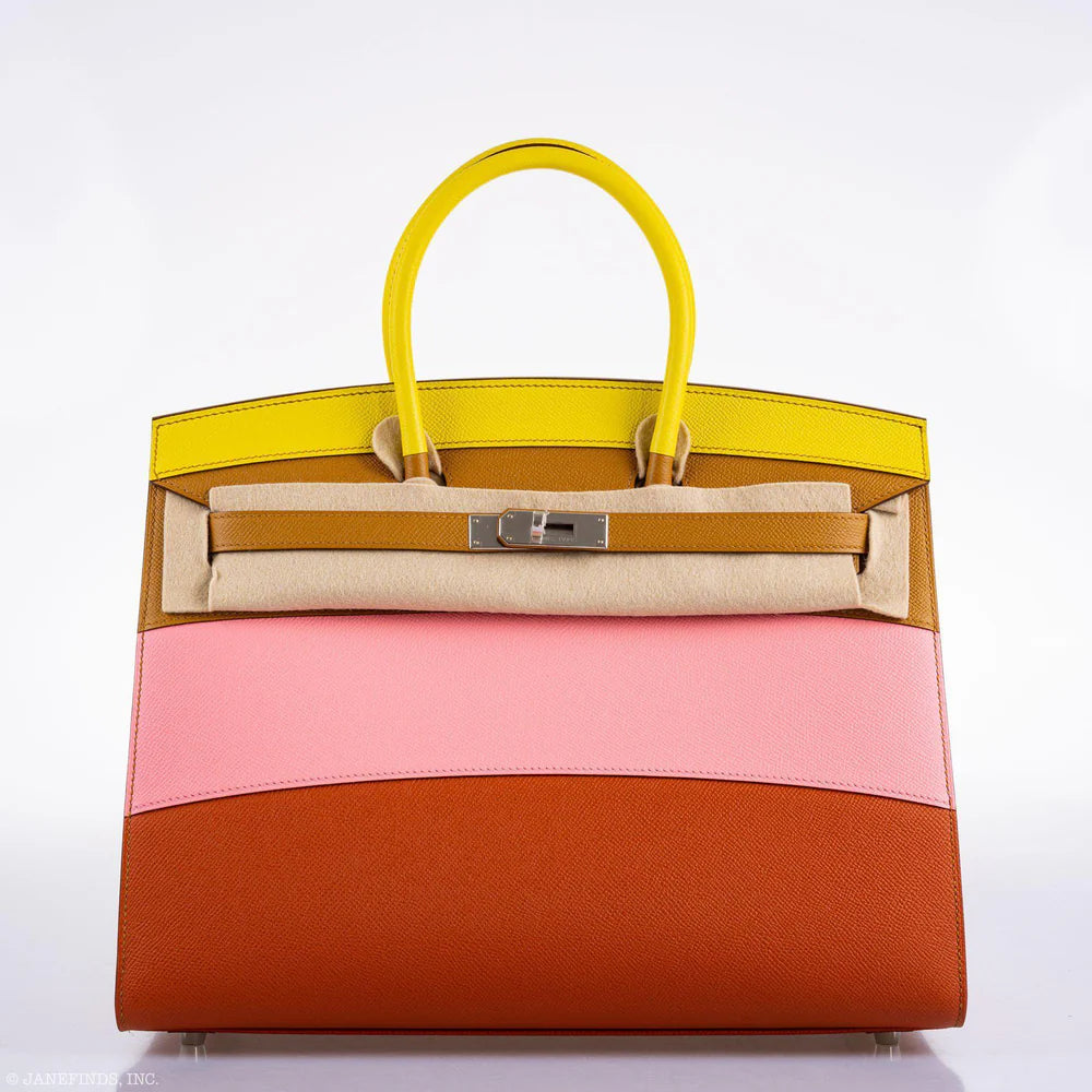 HERMÈS BIRKIN 35 SELLIER "SUNRISE" RAINBOW EPSOM PALLADIUM HARDWARE