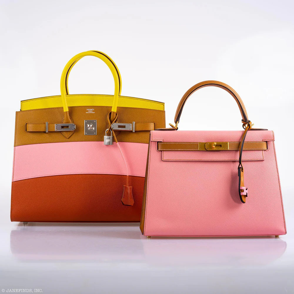 HERMÈS BIRKIN 35 SELLIER "SUNRISE" RAINBOW EPSOM PALLADIUM HARDWARE