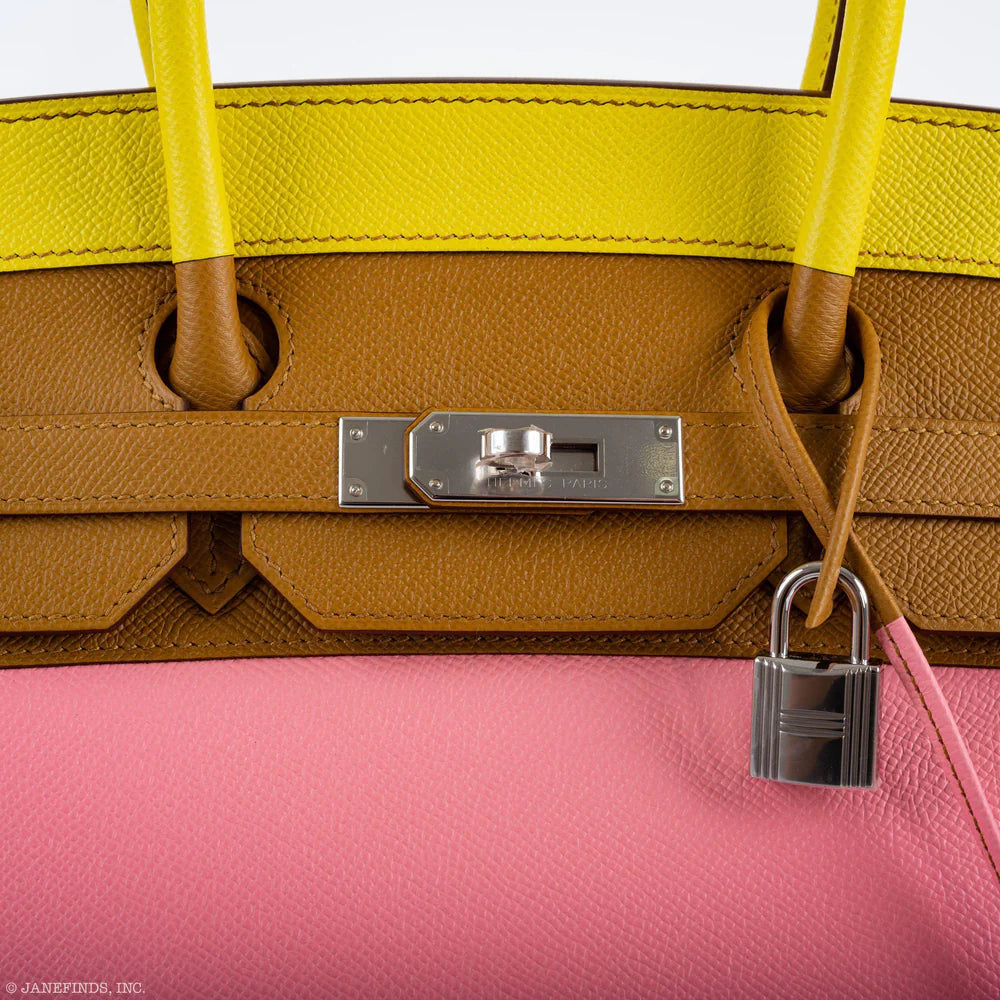 HERMÈS BIRKIN 35 SELLIER "SUNRISE" RAINBOW EPSOM PALLADIUM HARDWARE