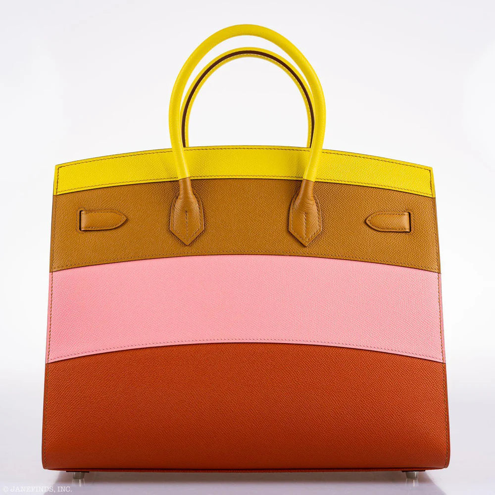 HERMÈS BIRKIN 35 SELLIER "SUNRISE" RAINBOW EPSOM PALLADIUM HARDWARE