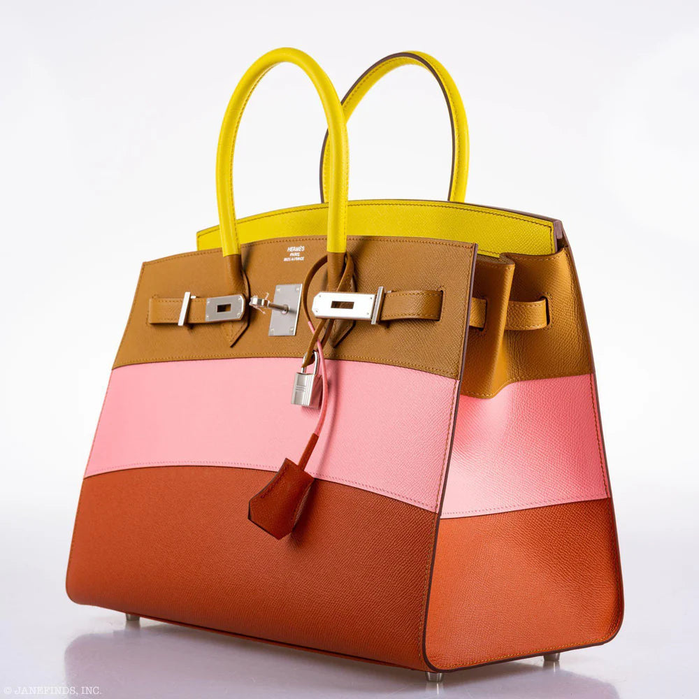 HERMÈS BIRKIN 35 SELLIER "SUNRISE" RAINBOW EPSOM PALLADIUM HARDWARE