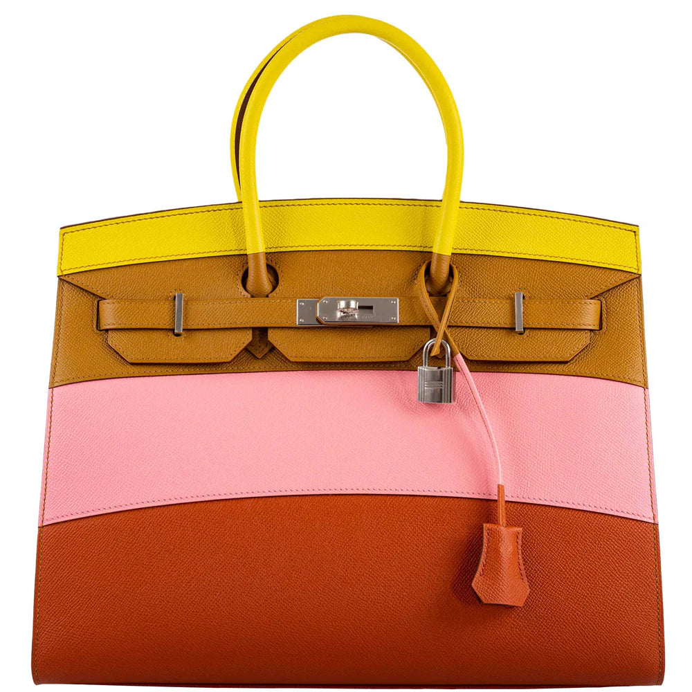 HERMÈS BIRKIN 35 SELLIER "SUNRISE" RAINBOW EPSOM PALLADIUM HARDWARE