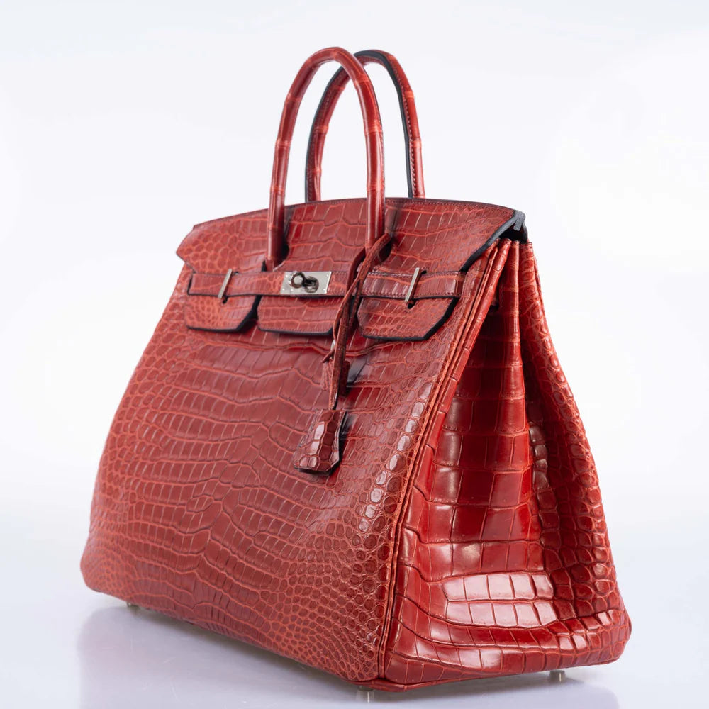 HERMÈS BIRKIN 40 ROUGE H MATTE POROSUS CROCODILE WITH PALLADIUM HARDWARE