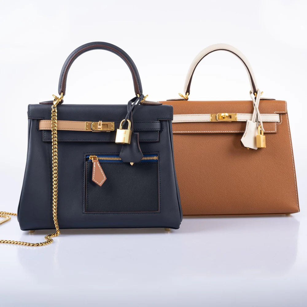 HERMÈS COLORMATIC KELLY 25 RETOURNE BLEU NUIT GOLD HARDWARE