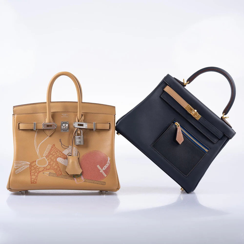 HERMÈS COLORMATIC KELLY 25 RETOURNE BLEU NUIT GOLD HARDWARE