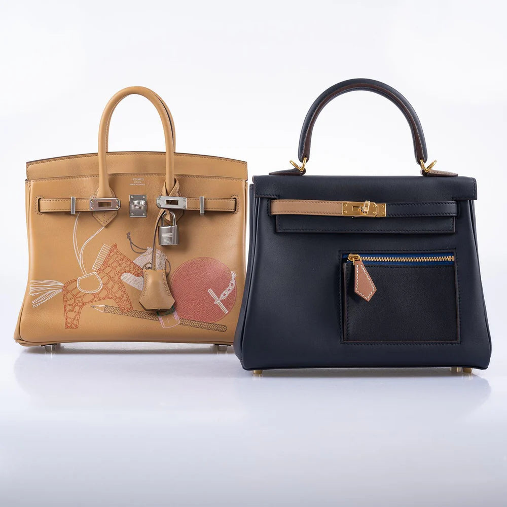 HERMÈS COLORMATIC KELLY 25 RETOURNE BLEU NUIT GOLD HARDWARE