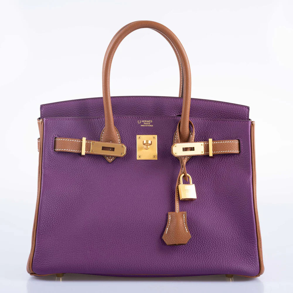 HERMÈS HSS BIRKIN 30 ANEMONE AND GOLD TOGO WITH GOLD HARDWARE