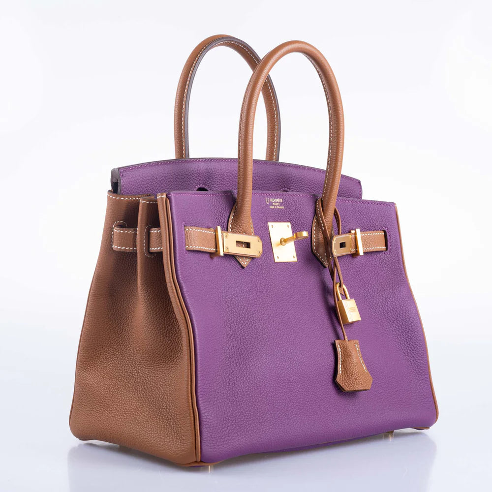 HERMÈS HSS BIRKIN 30 ANEMONE AND GOLD TOGO WITH GOLD HARDWARE