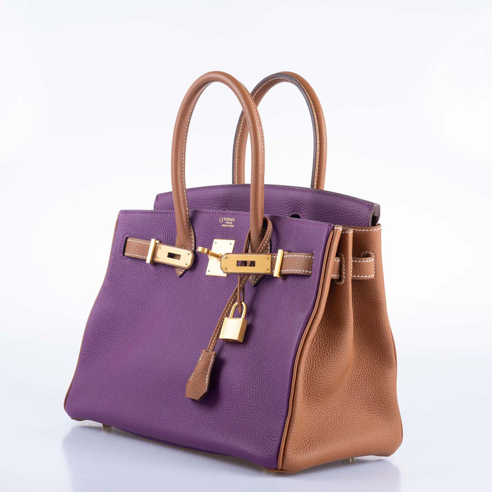 HERMÈS HSS BIRKIN 30 ANEMONE AND GOLD TOGO WITH GOLD HARDWARE