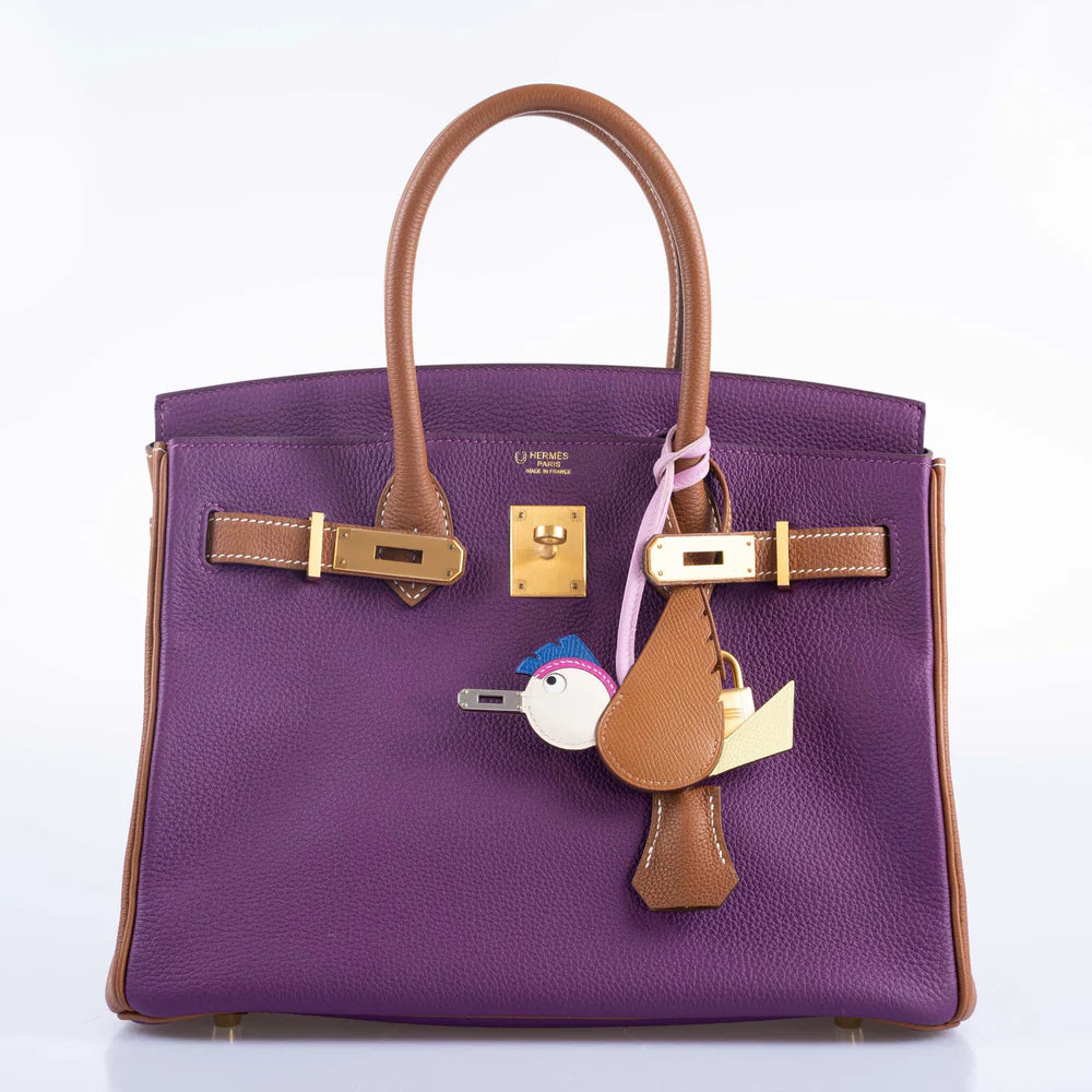 HERMÈS HSS BIRKIN 30 ANEMONE AND GOLD TOGO WITH GOLD HARDWARE