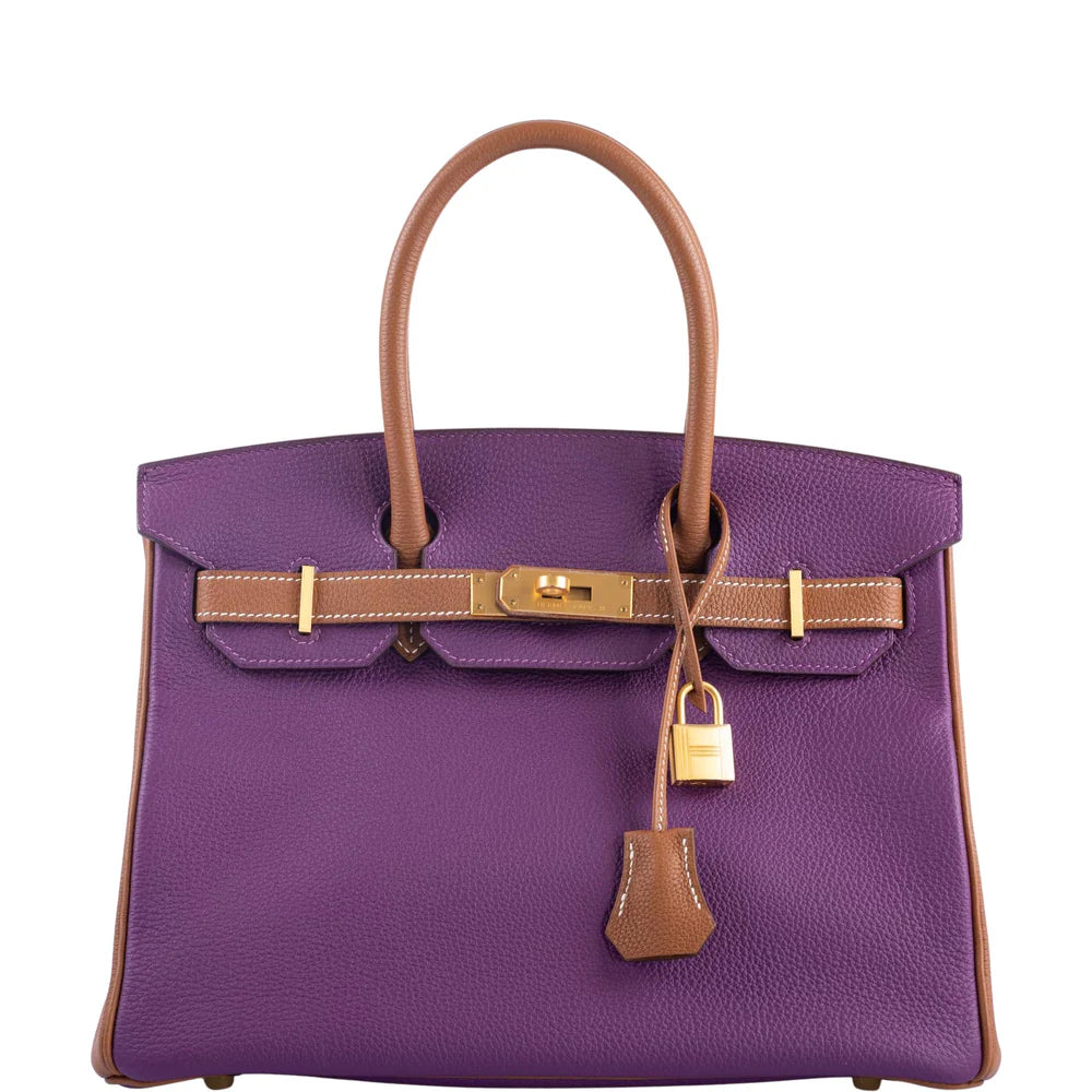 HERMÈS HSS BIRKIN 30 ANEMONE AND GOLD TOGO WITH GOLD HARDWARE