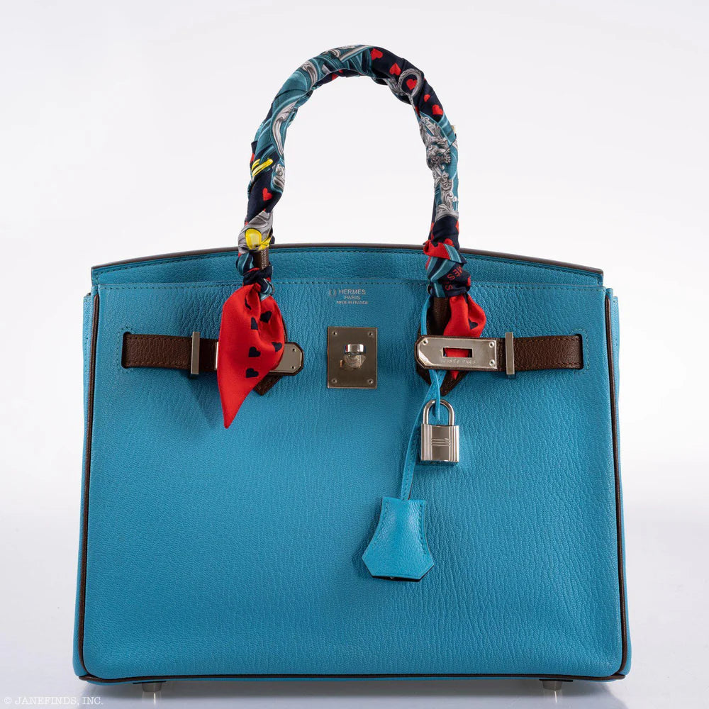 HERMÈS HSS BIRKIN 30 BLEU AZTEC AND HAVANE CHEVRE PALLADIUM HARDWARE