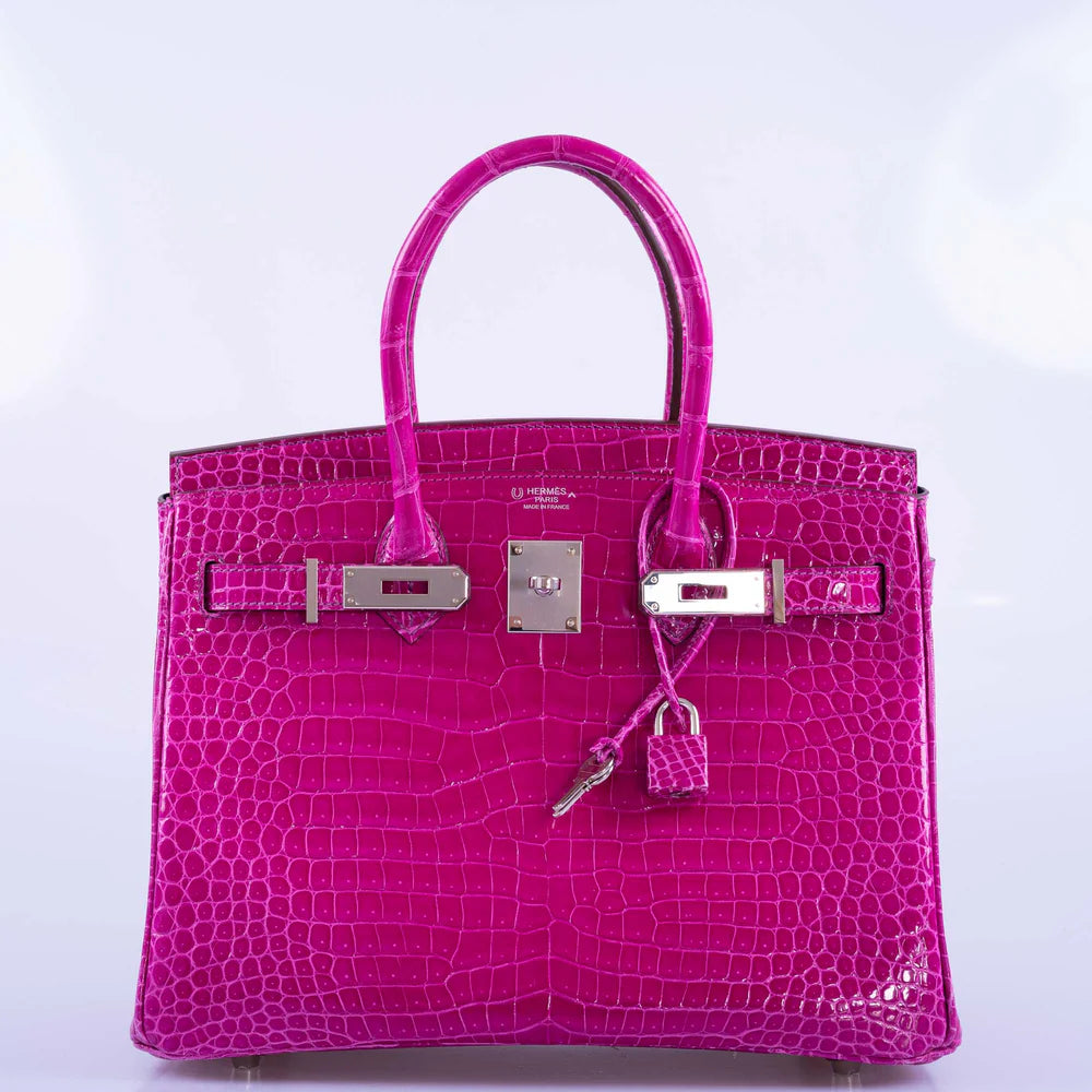 HERMÈS HSS BIRKIN 30 ROSE SCHEHERAZADE POROSUS CROCODILE & CASSIS INTERIOR WITH PALLADIUM HARDWARE